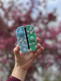 Pastel Leaf Blue and Green Joy-Cons for Nintendo Switch