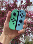 Pastel Spring Blue and Green Custom Joy-Cons for Nintendo Switch