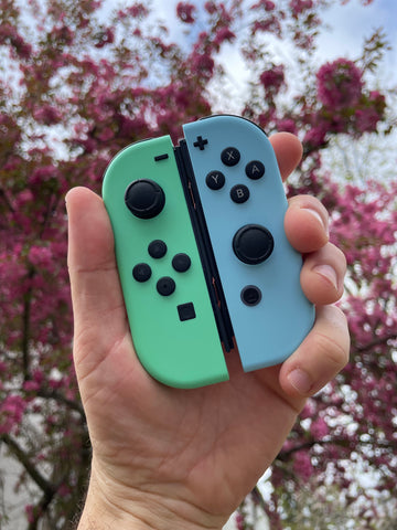 Animal Crossing Spring Blue and Green Custom Joy-Cons for Nintendo Switch