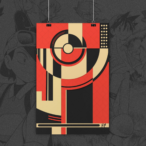 Poke-Deco - Art deco inspired Pokeball 11x17in Art Print